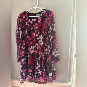 Pink and Purple Floral Bishop Sleeve Sundress